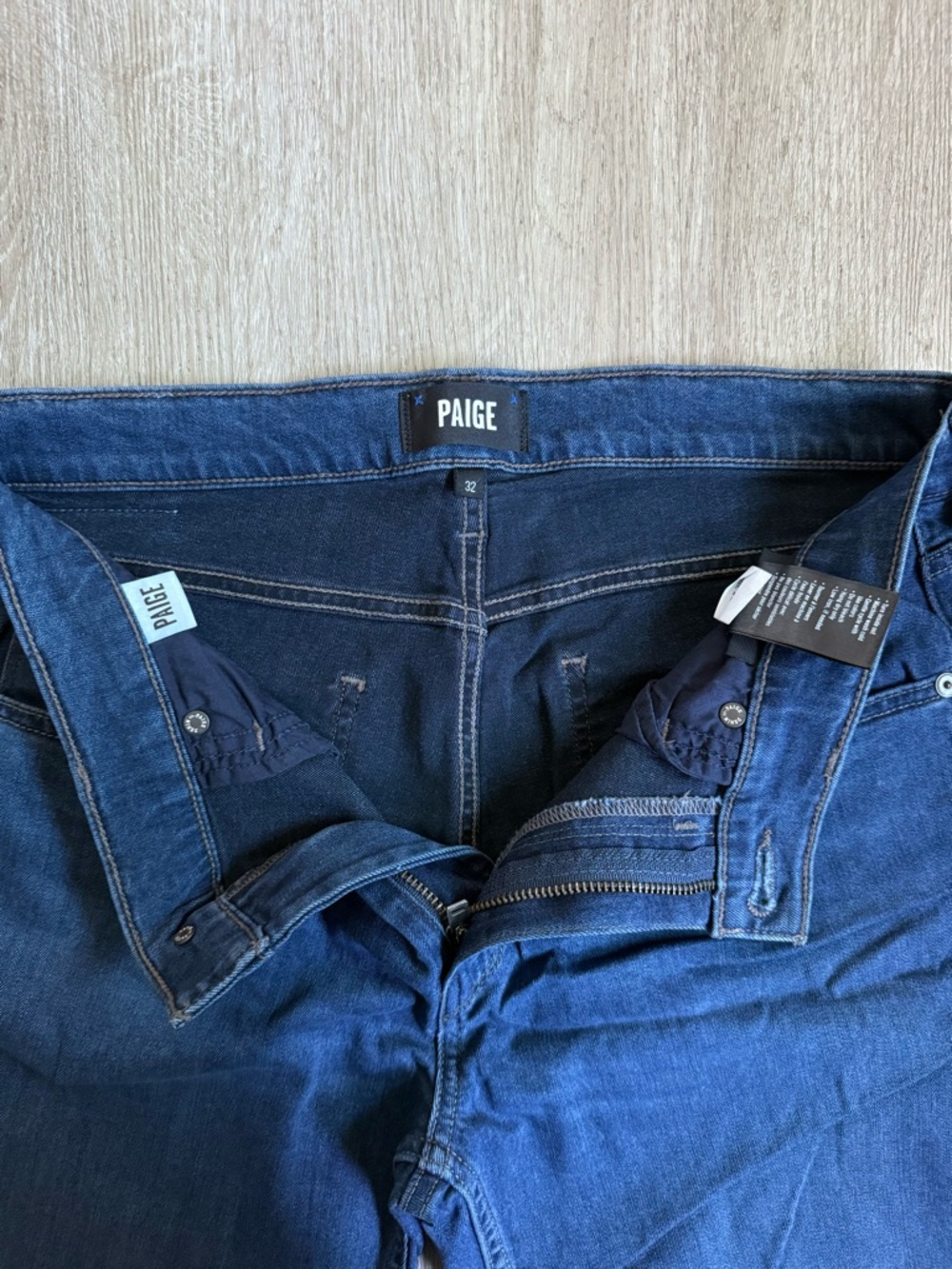 Paige Federal Slim Straight Leg Jeans - Blue - Size 32 (Tiny Flaw)